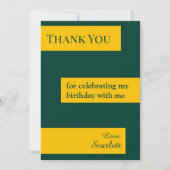 グリーンミニマルアンド金ゴールドシエレガントック誕生日 サンキューカード (正面)