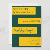 グリーンミニマルアンド金ゴールドシエレガントック50th誕生日 招待状 (正面)