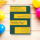 グリーンミニマルアンド金ゴールドシエレガントック50th誕生日 招待状