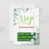 グリーンミニマルカスタムリスト写真結婚式RSVPカード 出欠カード (正面)