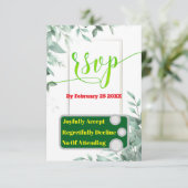 グリーンミニマルカスタムリスト写真結婚式RSVPカード 出欠カード (スタンド正面)