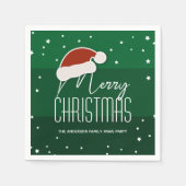 グリーンミニマルタイポグラフィメリークリスマスパーティー スタンダードカクテルナプキン (正面)