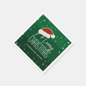 グリーンミニマルタイポグラフィメリークリスマスパーティー スタンダードカクテルナプキン (角)