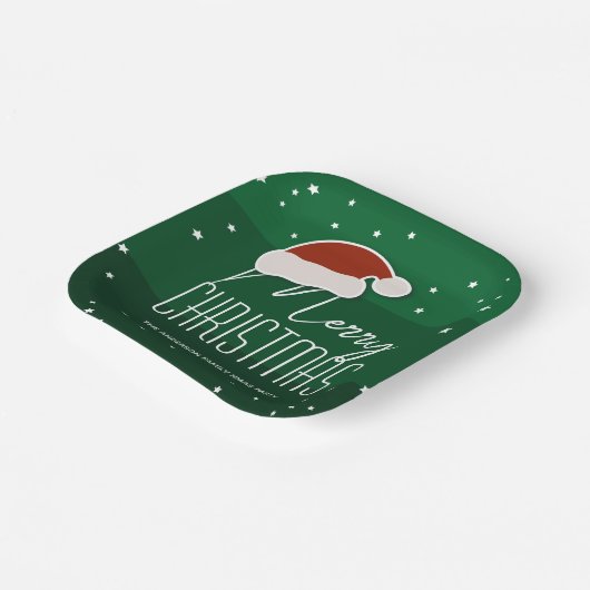 グリーンミニマルタイポグラフィメリークリスマスパーティー ペーパープレート (傾斜あり)