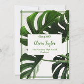グリーンミニマルネオン熱帯パーム卒業パーティー 招待状 (裏面)