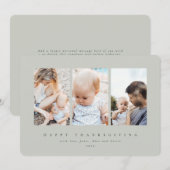 グリーンミニマルフレーム3フォトハッピー感謝祭 シーズンカード (正面/裏面)