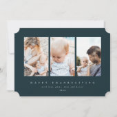 グリーンミニマルフレーム3フォトハッピー感謝祭 シーズンカード (正面)