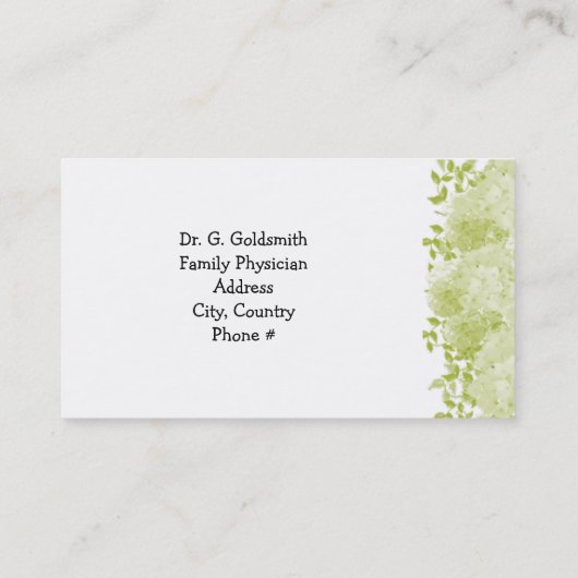 グリーンミニマルフローラ医療アポイントメントカード 予約カード (裏面)