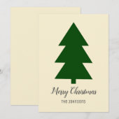 グリーンミニマルベージュクリスマスツリークリーンシンプル サンキューカード (正面/裏面)