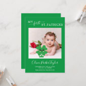 グリーンミニマルマイファーストベビー誕生写真 カード (正面/裏面インサイチュ)