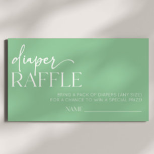 グリーンミニマルミニマリスト赤ちゃんシャワーおむつラッフル エンクロージャーカード