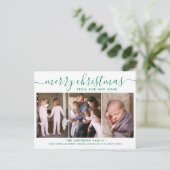 グリーンミニマルメリークリスマスフォトホリデームービング 案内ポストカード (スタンド正面)
