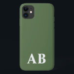 グリーンミニマルモダンイニシャルモノグラム iPhone 11 ケース<br><div class="desc">この電スタイリッシュ話ケースデザインは緑と白シンプルのモダンデザインを備えている。イニシャルと名前を持つ親切な電話カスタムケースを作る。特別な人やカッコいいあなたユニークのための贈り物になるだろう。フォントもしや位置を変更したい場合はクリックカスタマイズ「更上」ボタンをクリックして編集する。</div>