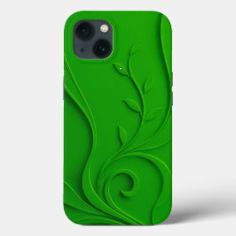 グリーンミニマルリーフデザイン iPhone 13ケース