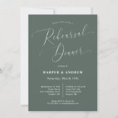 グリーンミニマル結婚リハーサルディナー 招待状 (正面)