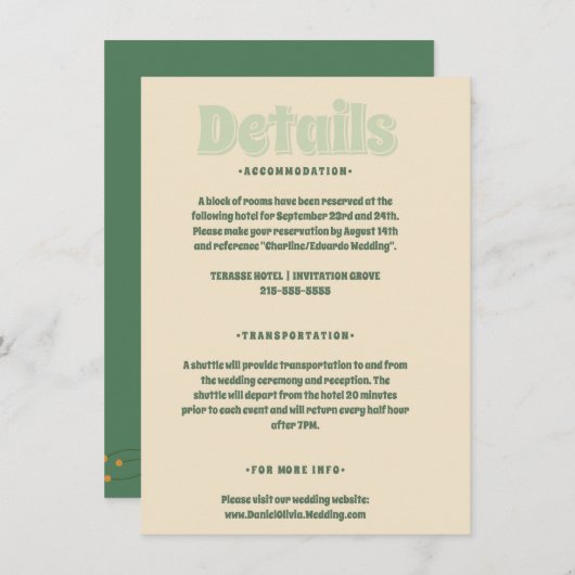 グリーンミニマル結婚ヴォス エンクロージャーカード (正面/裏面)