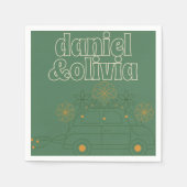 グリーンミニマル結婚ヴォス スタンダードカクテルナプキン (正面)