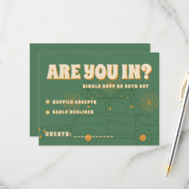 グリーンミニマル結婚ヴォス 出欠カード