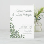 グリーンミニマル結婚式招待状 招待状 (スタンド正面)