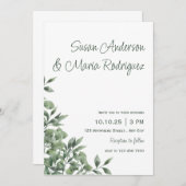 グリーンミニマル結婚式招待状 招待状 (正面/裏面)