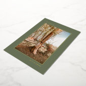 グリーンミニマル金ゴールドの結婚した導入に関する発表 箔招待状 (回転した状態)