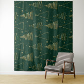 グリーンミニマル金ゴールドクリスマスツリー タペストリー (インサイチュ)