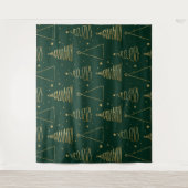 グリーンミニマル金ゴールドクリスマスツリー タペストリー (正面)