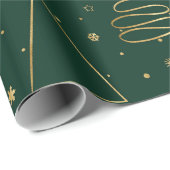 グリーンミニマル金ゴールドクリスマスツリー ラッピングペーパー (ロールコーナー)