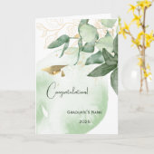 グリーンミニマル離れパーソナライズされた卒業式 カード (黄色い花)