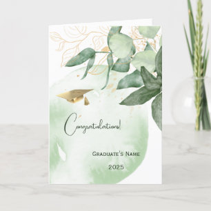 グリーンミニマル離れパーソナライズされた卒業式 カード