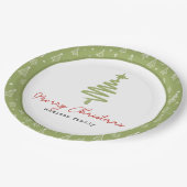 グリーンミニマル&レッドクリスマスツリーファミリーホリデー ペーパープレート (アングル)