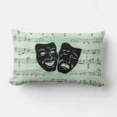 グリーンミュージックとシアターギリシャのマスク無地のグリーン ランバークッション (正面)