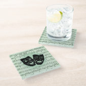 グリーンミュージックとシアターギリシャのマスク ガラスコースター (アングル)