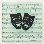 グリーンミュージックとシアターギリシャのマスク ガラスコースター (正面)