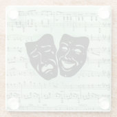 グリーンミュージックとシアターギリシャのマスク ガラスコースター (裏面)