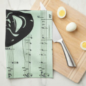 グリーンミュージックとシアターギリシャのマスク キッチンタオル (四つ折り)