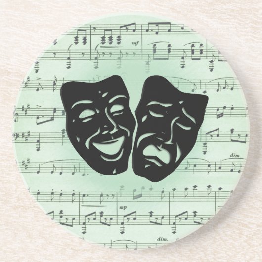 グリーンミュージックとシアターギリシャのマスク コースター (正面)