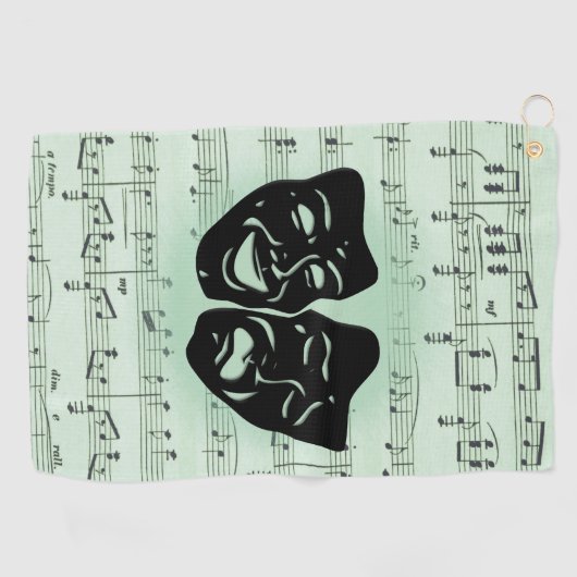 グリーンミュージックとシアターギリシャのマスク ゴルフタオル (横)