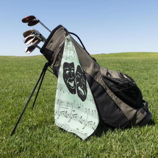 グリーンミュージックとシアターギリシャのマスク ゴルフタオル (グリーン)