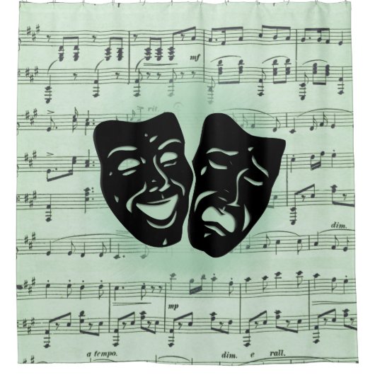 グリーンミュージックとシアターギリシャのマスク シャワーカーテン (正面)