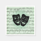 グリーンミュージックとシアターギリシャのマスク スタンダードカクテルナプキン (正面)