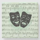 グリーンミュージックとシアターギリシャのマスク ストーンコースター (正面)