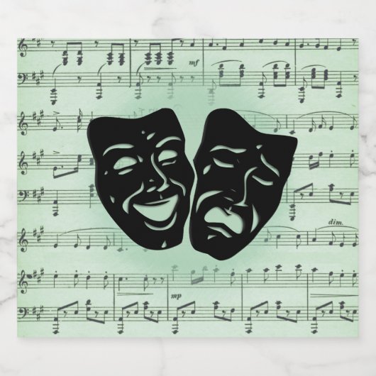 グリーンミュージックとシアターギリシャのマスク スパークリングワインラベル (シングルラベル)