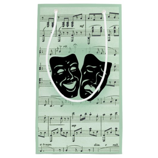 グリーンミュージックとシアターギリシャのマスク スモールペーパーバッグ (正面)