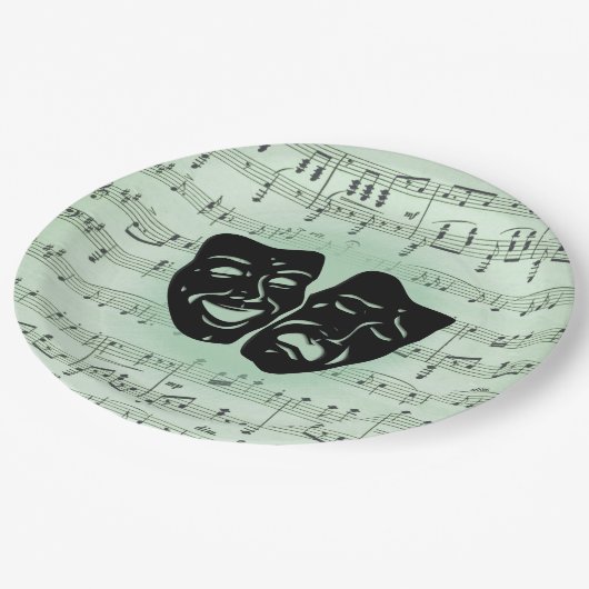 グリーンミュージックとシアターギリシャのマスク ペーパープレート (アングル)