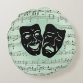 グリーンミュージックとシアターギリシャのマスク ラウンドクッション (裏面)