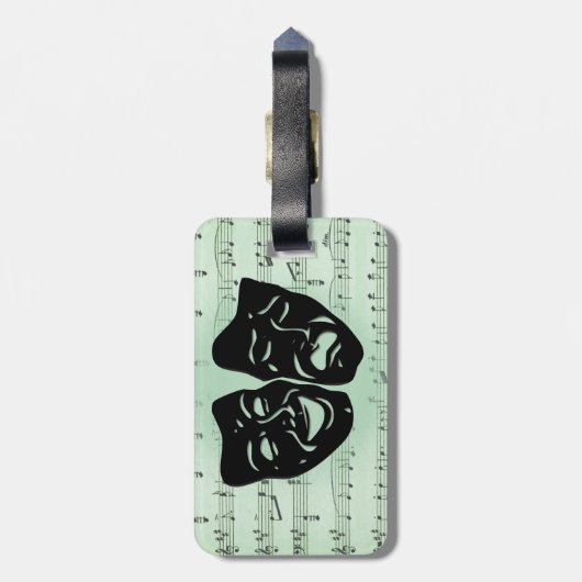 グリーンミュージックとシアターギリシャのマスク ラゲッジタグ (裏面縦)