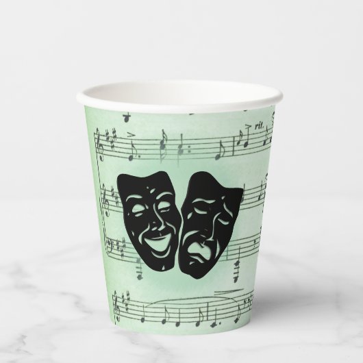 グリーンミュージックとシアターギリシャのマスク 紙コップ (正面)