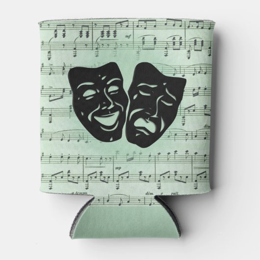 グリーンミュージックとシアターギリシャのマスク 缶クーラー (正面)