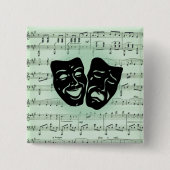 グリーンミュージックとシアターギリシャのマスク 缶バッジ (正面)